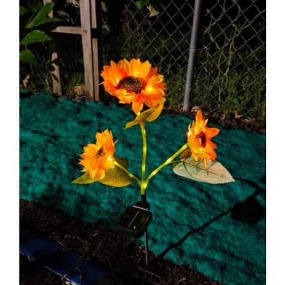 Solar Lights Outdoor Garden Decor - Upgraded 3 Pack Sunflower Lights - Picture 1 of 2